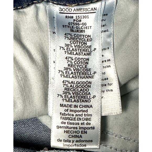 Good American Good Legs High Rise Ripped Skinny Crop Jeans in Blue261 Wm Sz 24 - Picture 8 of 11